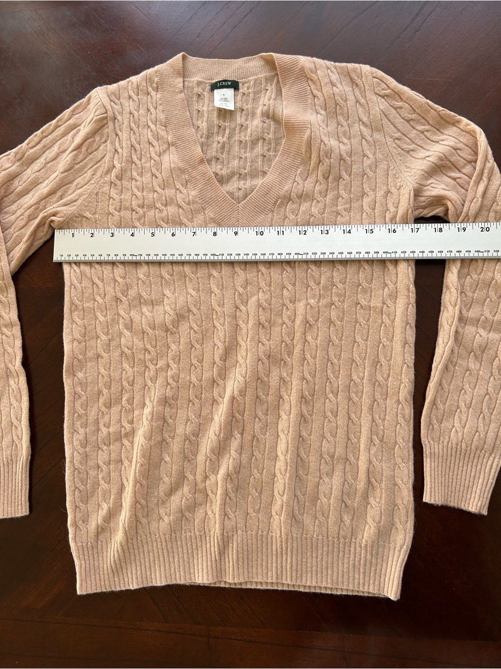 J. Crew women Cable-Knit V-Neck Sweater in Light Beige 55% wool size S - Picture 5 of 6